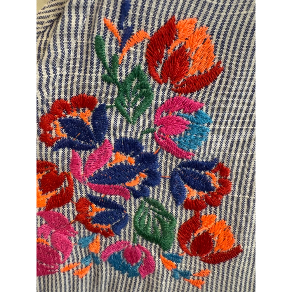 Embroidered Floral Peasant Blouse | Short Sleeve Boho Top - Picture 9 of 14